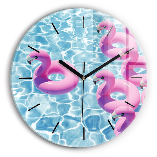 Pendule murale ronde Gonflables flamants roses