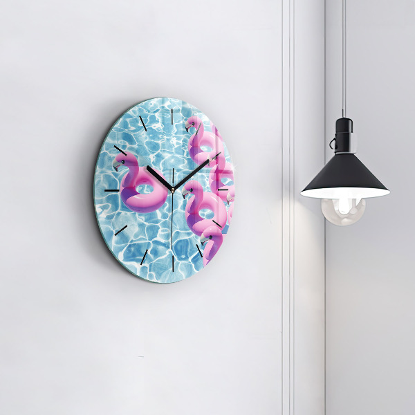 Pendule murale ronde Gonflables flamants roses