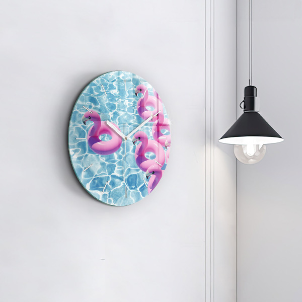 Pendule murale ronde Gonflables flamants roses