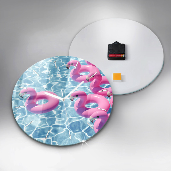 Pendule murale ronde Gonflables flamants roses