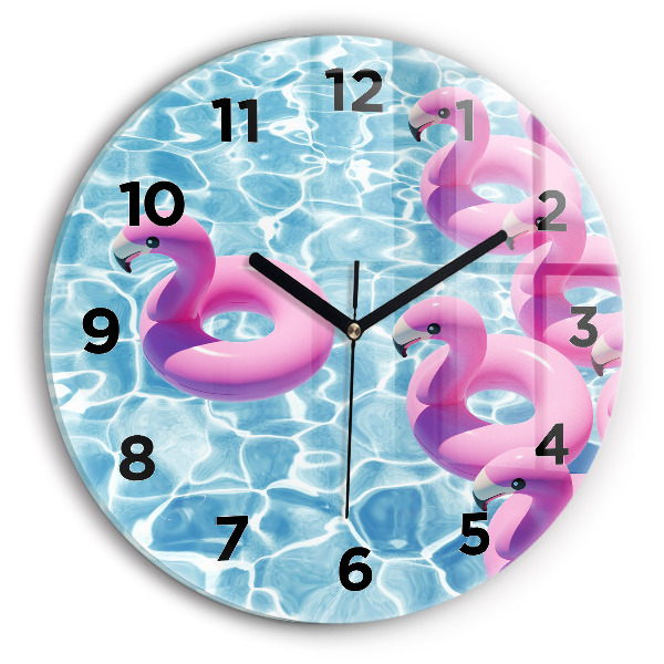 Pendule murale ronde Gonflables flamants roses
