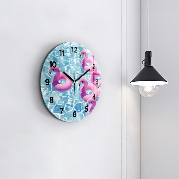 Pendule murale ronde Gonflables flamants roses