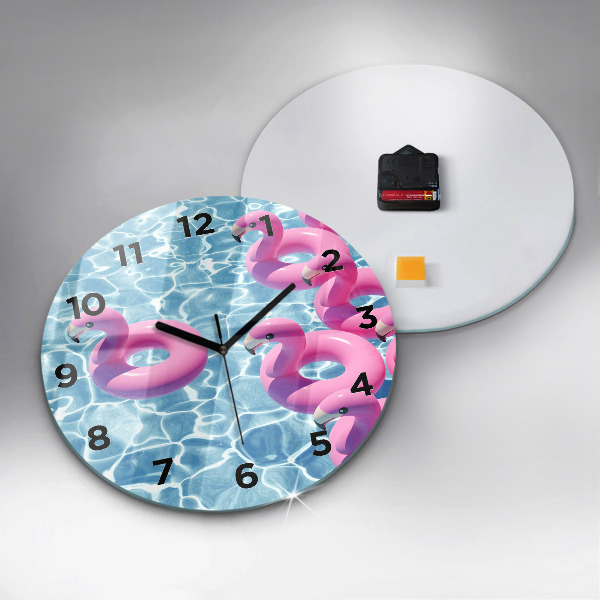 Pendule murale ronde Gonflables flamants roses