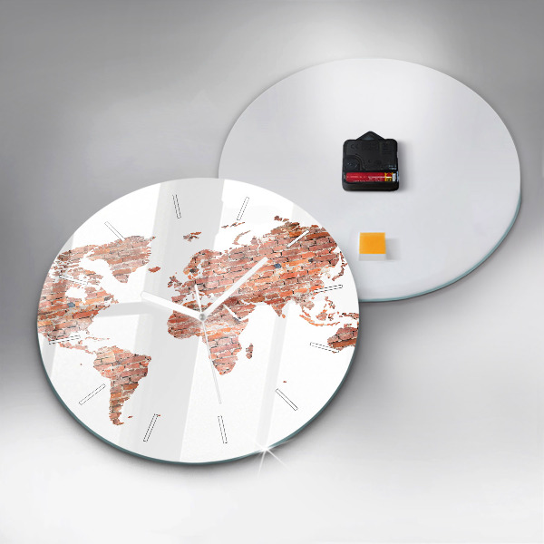 Pendule murale ronde Vieille carte en briques