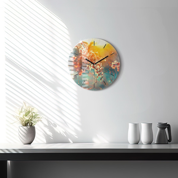 Pendule murale ronde Fleurs de printemps