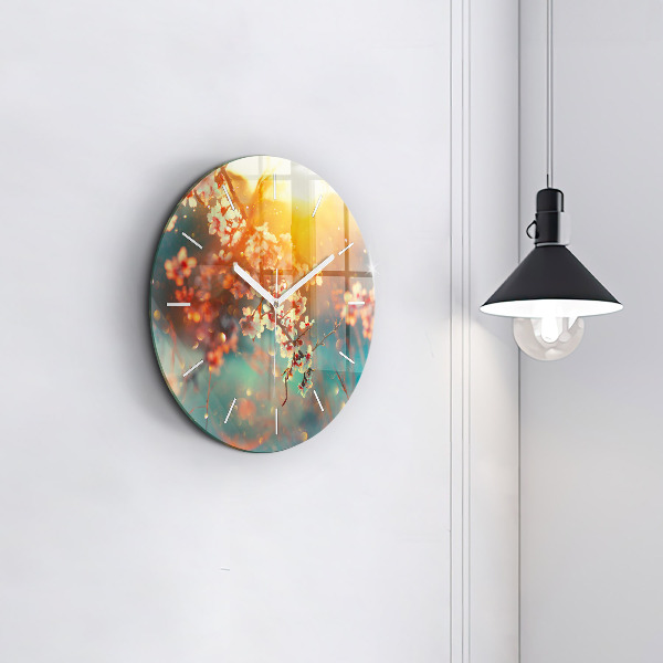 Pendule murale ronde Fleurs de printemps