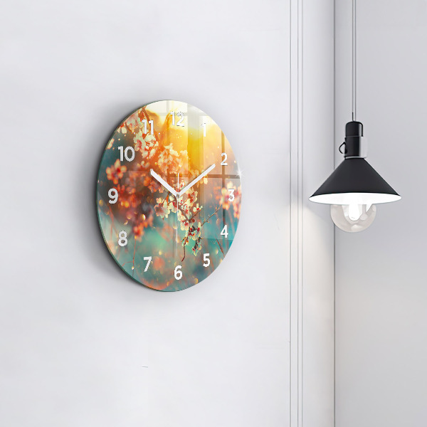 Pendule murale ronde Fleurs de printemps