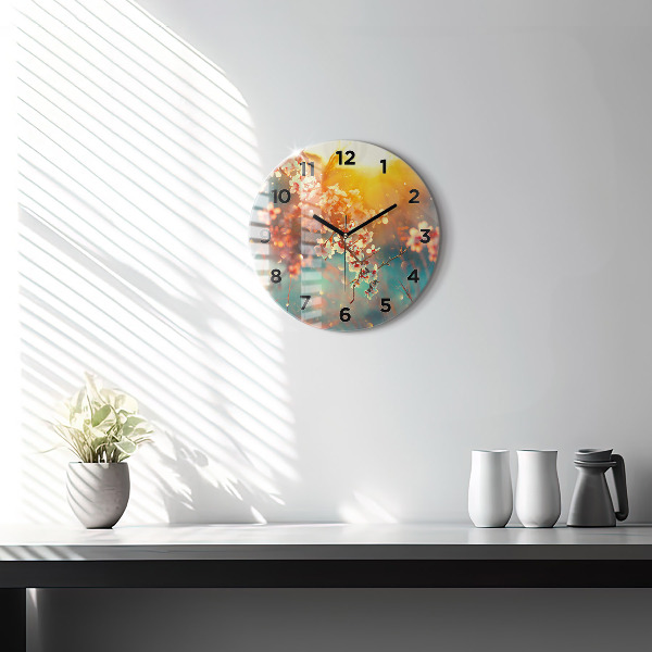 Pendule murale ronde Fleurs de printemps