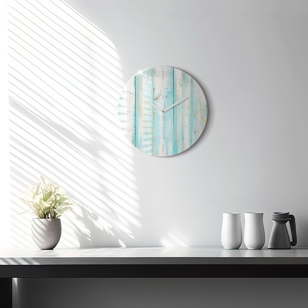 Horloge ronde Tableaux bleus