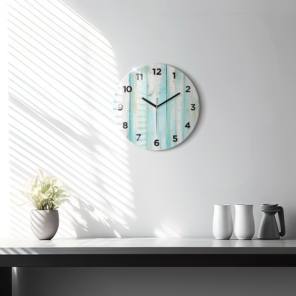 Horloge ronde Tableaux bleus