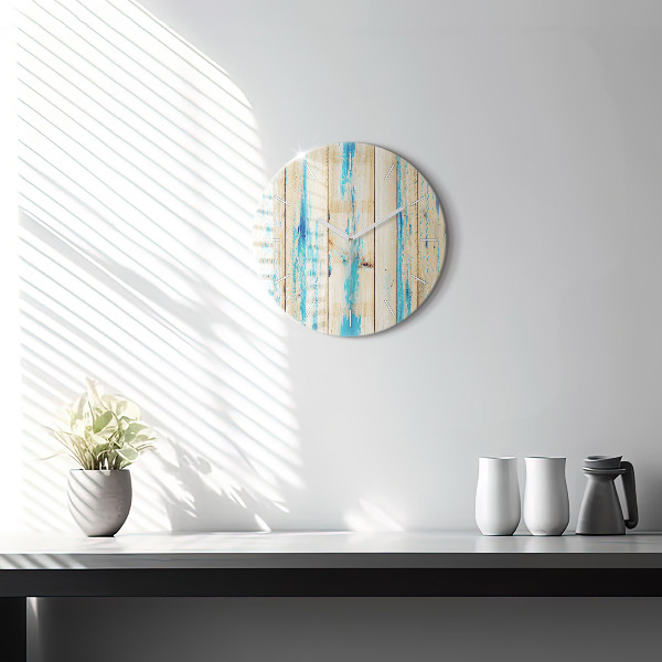Horloge ronde Bois rayé