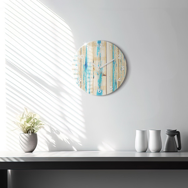 Horloge ronde Bois rayé