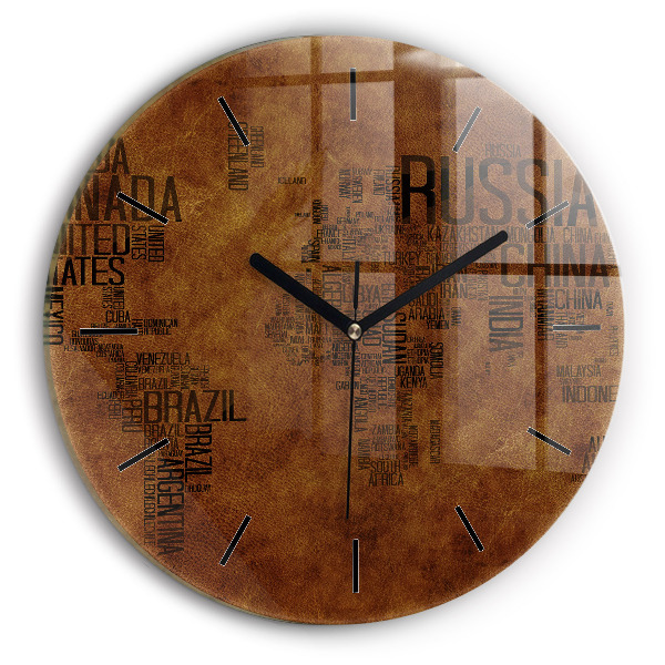 Horloge ronde Carte et noms de pays