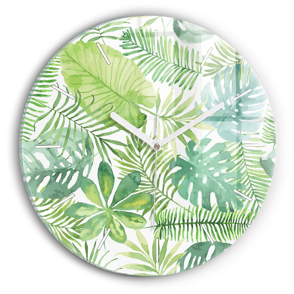 Horloge ronde Feuilles vertes