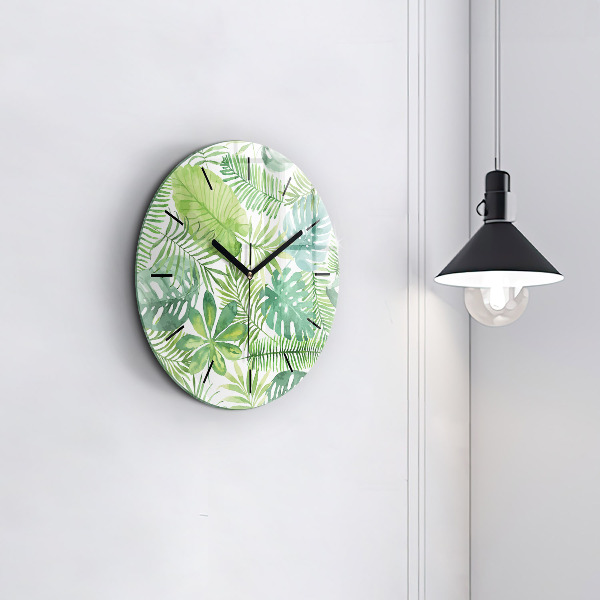 Horloge ronde Feuilles vertes