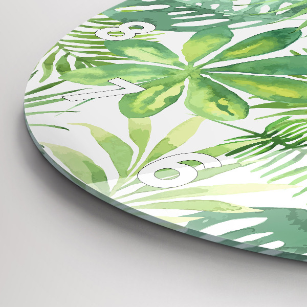 Horloge ronde Feuilles vertes