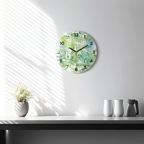 Horloge ronde Feuilles vertes