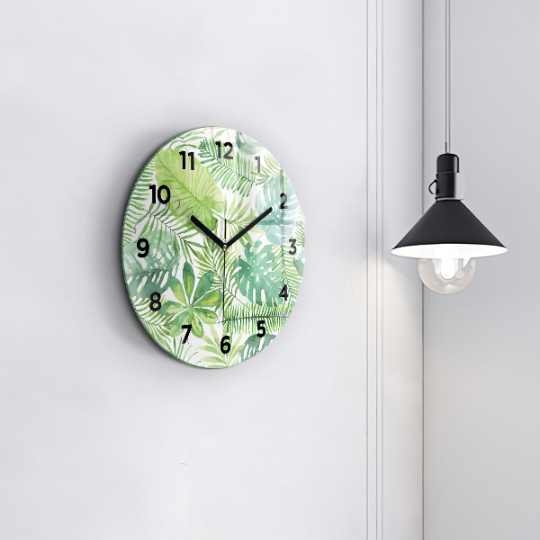 Horloge ronde Feuilles vertes