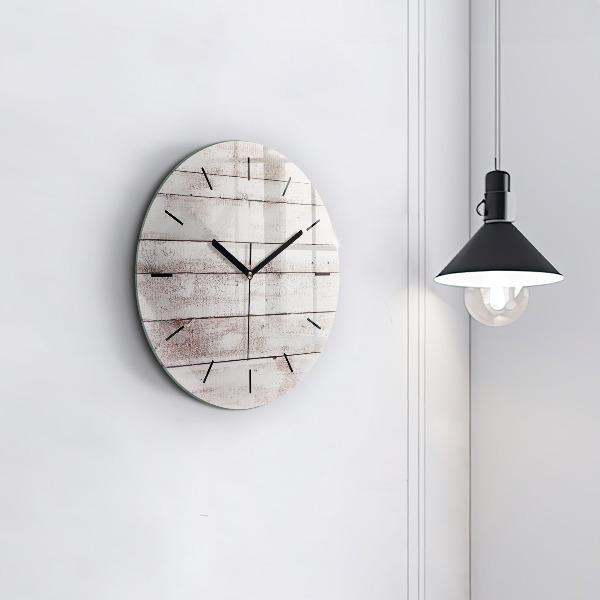 Horloge ronde Planches de bois clair