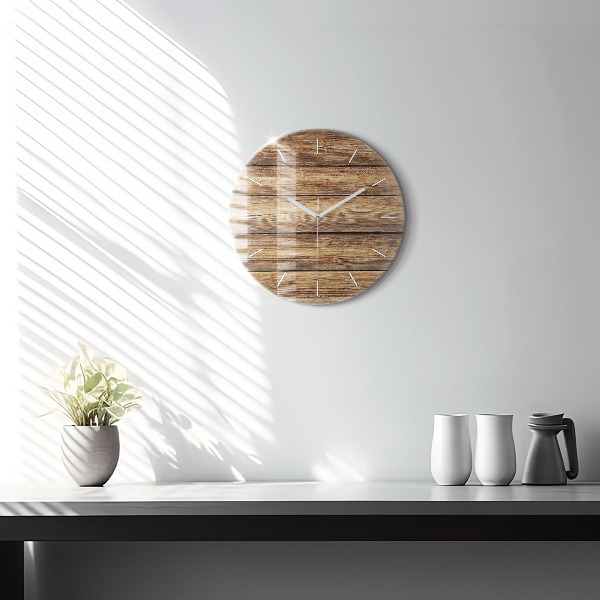 Horloge ronde planches de bois