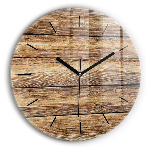 Horloge ronde planches de bois