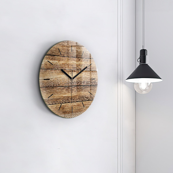 Horloge ronde planches de bois