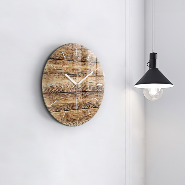 Horloge ronde planches de bois