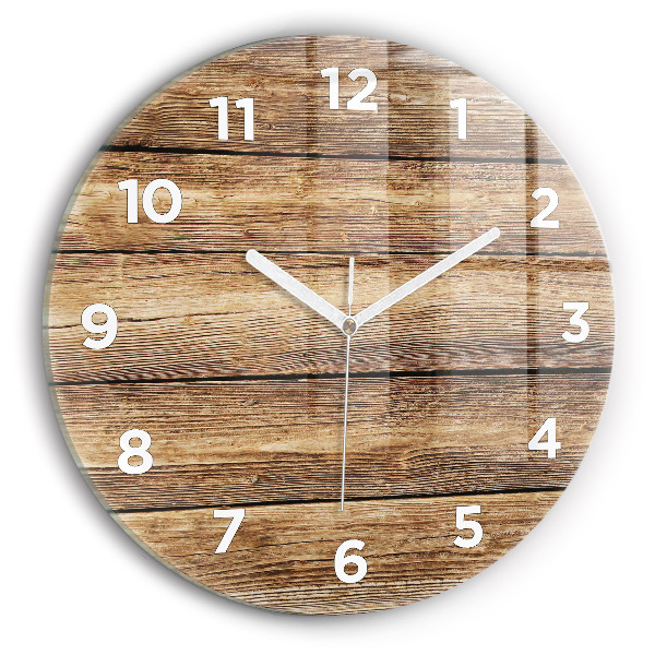 Horloge ronde planches de bois