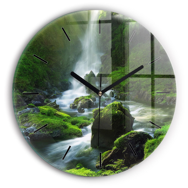 Horloge ronde Cascade et rochers