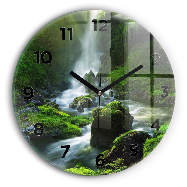 Horloge ronde Cascade et rochers