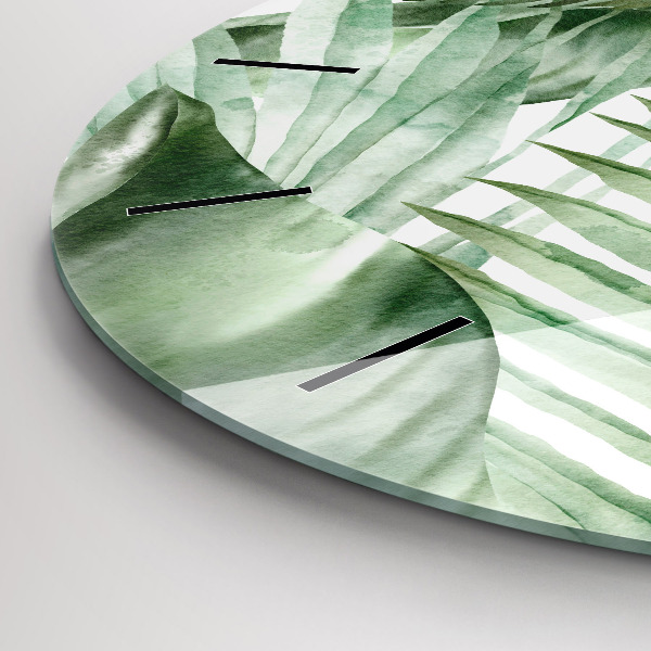 Horloge ronde Feuilles de plantes peintes