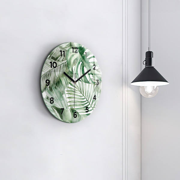 Horloge ronde Feuilles de plantes peintes