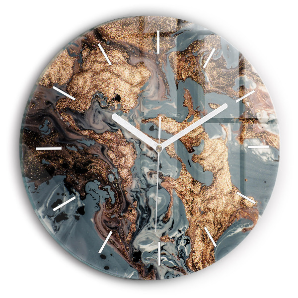 Horloge ronde Marbre doré abstrait
