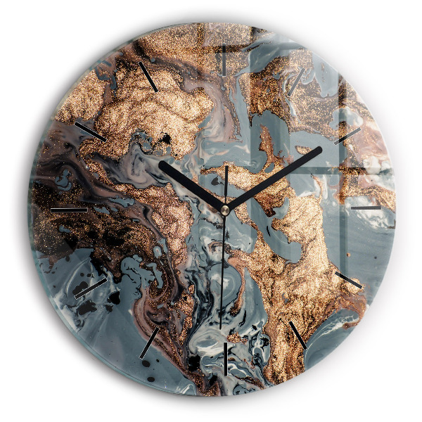 Horloge ronde Marbre doré abstrait