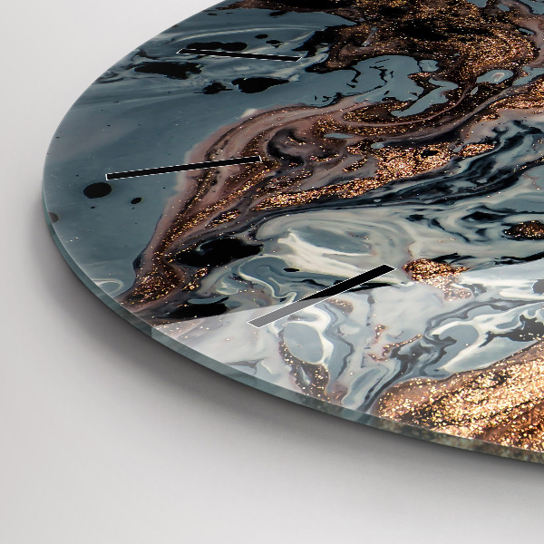 Horloge ronde Marbre doré abstrait