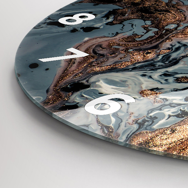 Horloge ronde Marbre doré abstrait