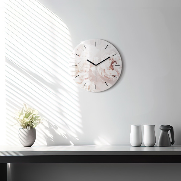 Pendule murale ronde Fleurs de pivoine