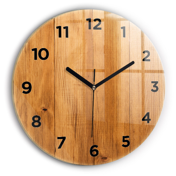 Pendule murale ronde planches de bois