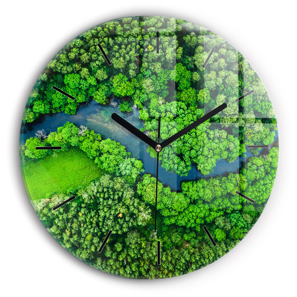 Pendule murale ronde Rivière dans la forêt