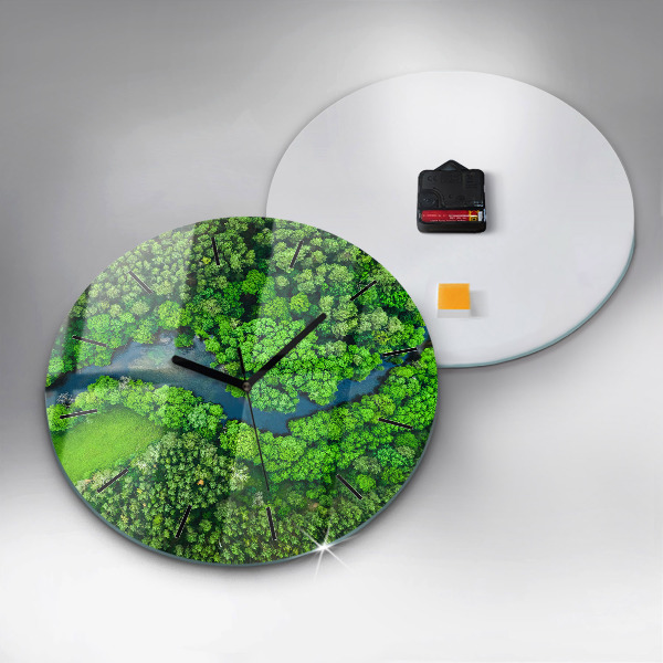 Pendule murale ronde Rivière dans la forêt