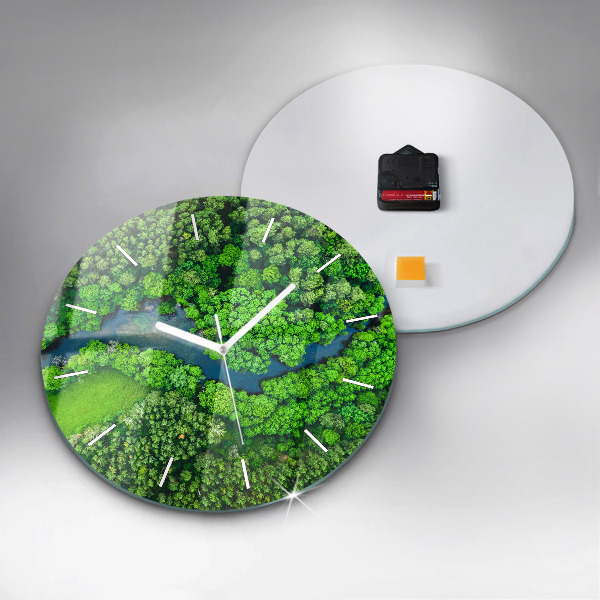 Pendule murale ronde Rivière dans la forêt