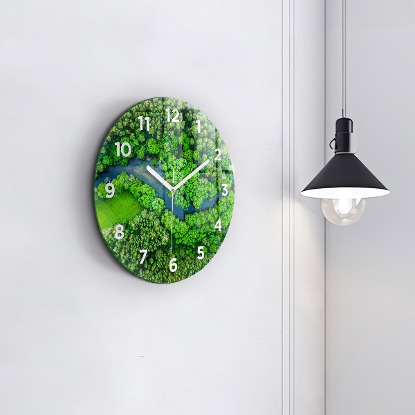 Pendule murale ronde Rivière dans la forêt