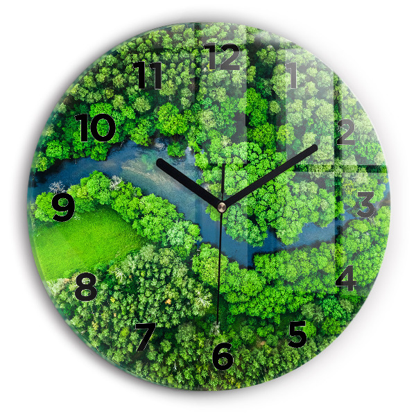 Pendule murale ronde Rivière dans la forêt