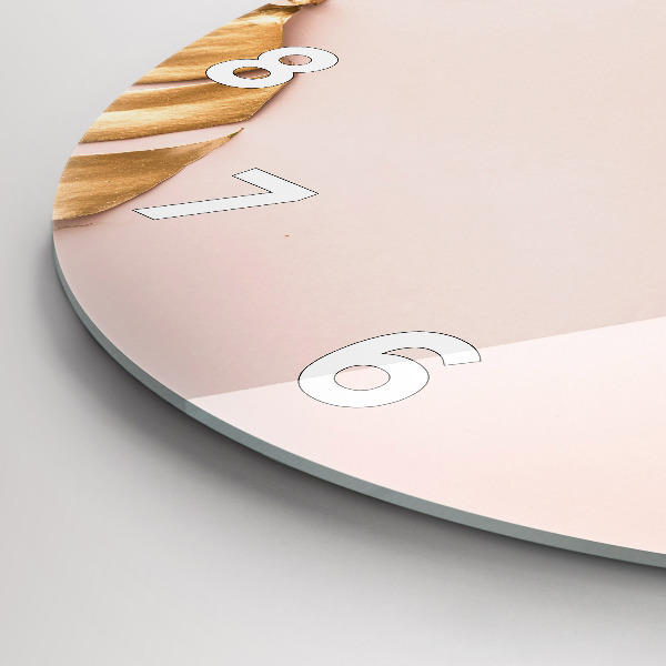 Pendule murale ronde Feuilles tropicales dorées