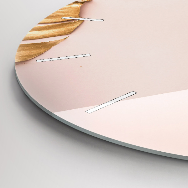 Pendule murale ronde Feuilles tropicales dorées