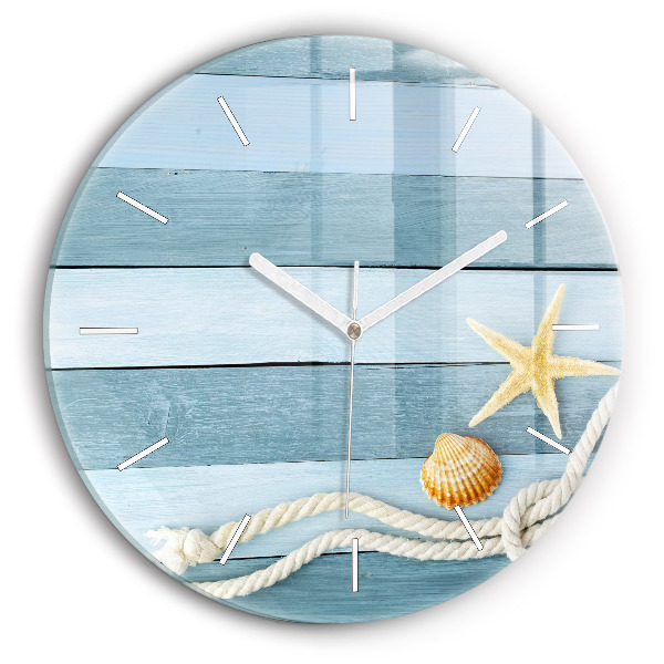 Pendule murale ronde Planches, rayures et coque