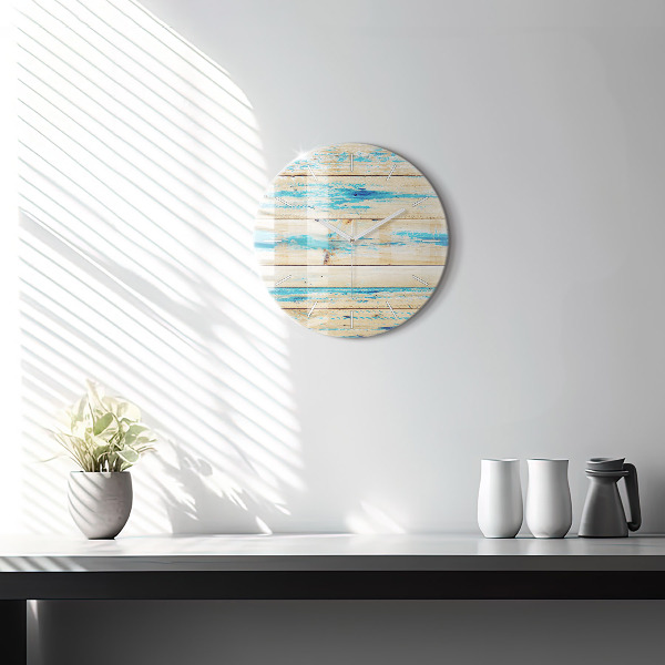 Horloge ronde Bois rayé