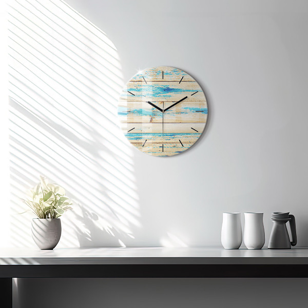 Horloge ronde Bois rayé