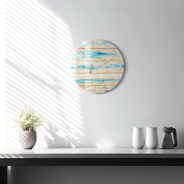 Horloge ronde Bois rayé