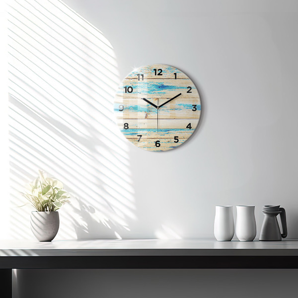 Horloge ronde Bois rayé